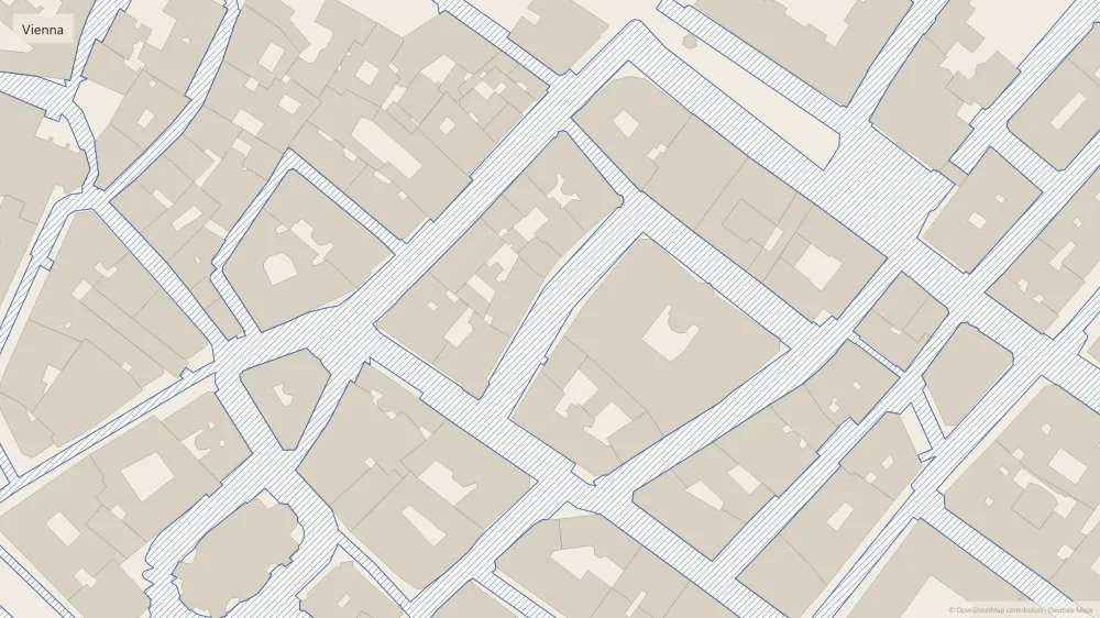 Wiener Innenstadt mit dem gesamten Straßenraum in einer Schraffur
