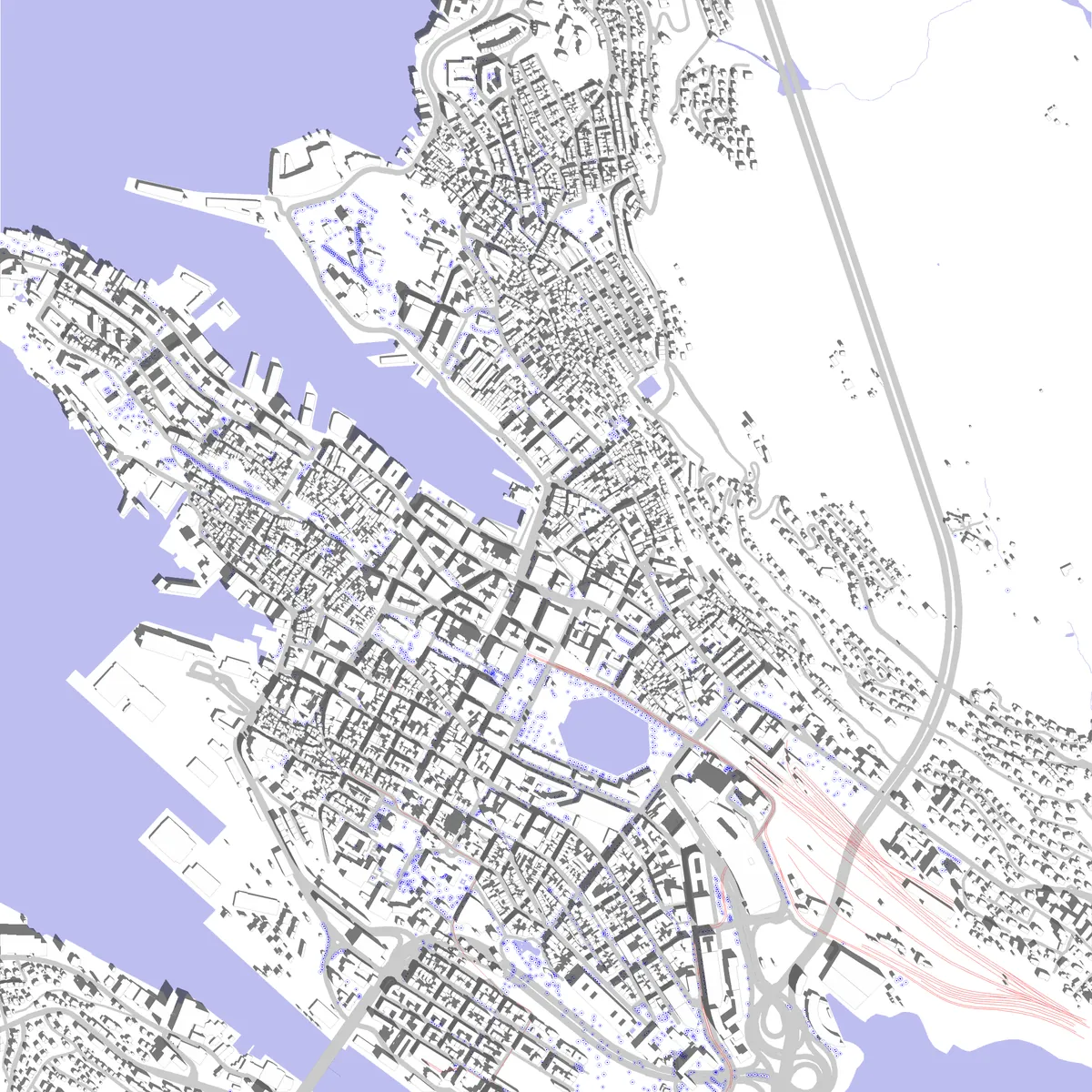 Bergen situasjonsplan (2,5 km)