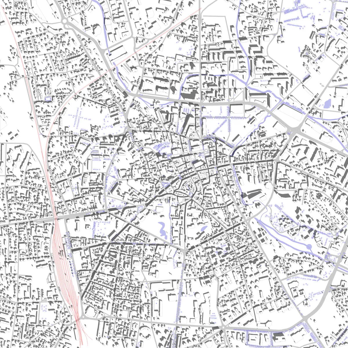 Bourg-en-Bresse plan de situation (2,5 km)