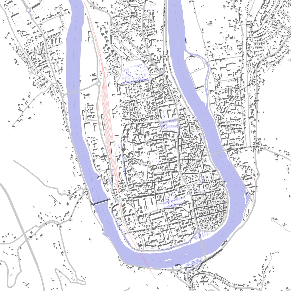 Cahors plan de situation (2,5 km)