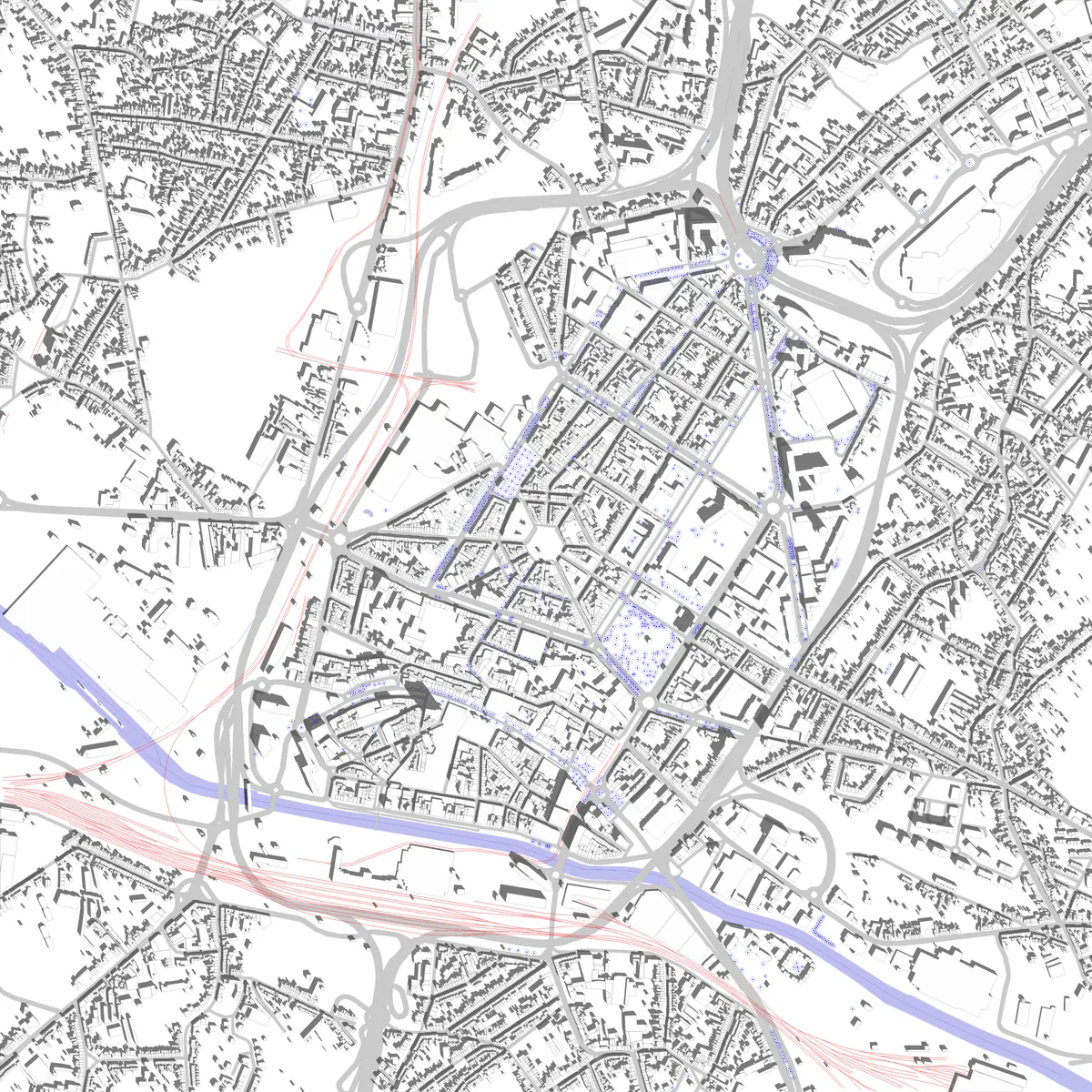 Charleroi Lageplan (2,5 km)