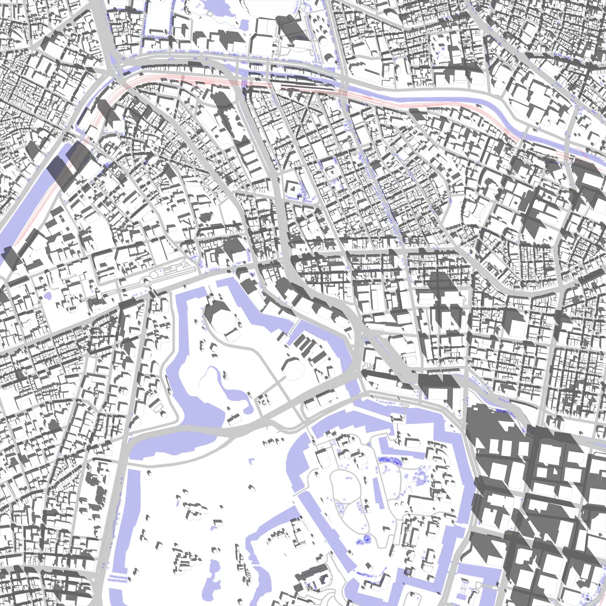 Chiyoda Lageplan (2,5 km)