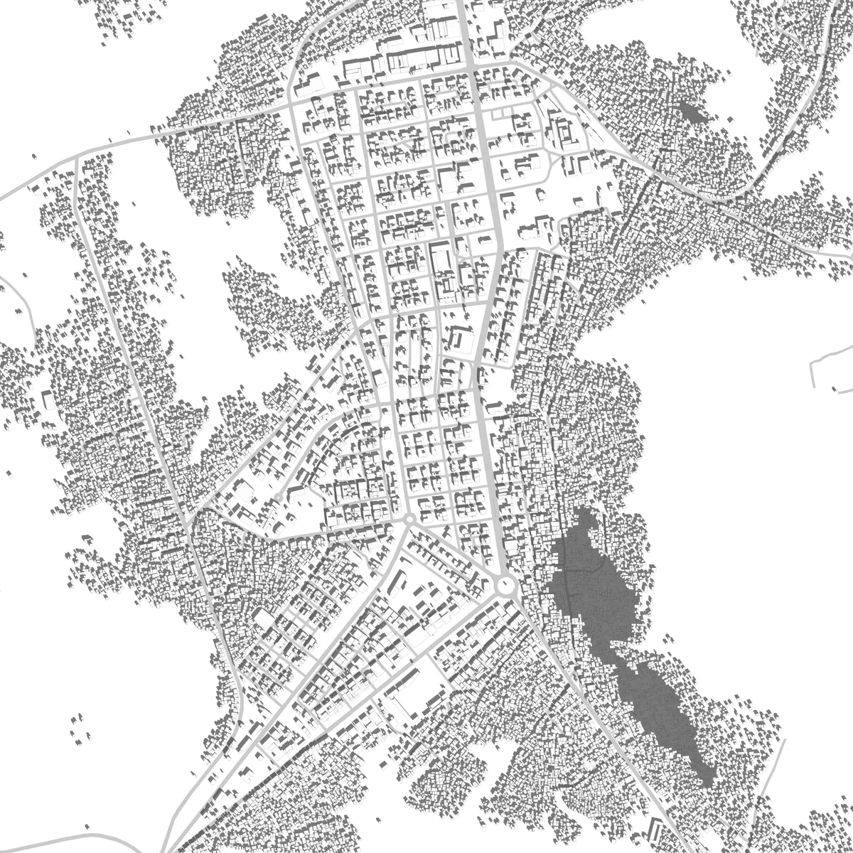 Dundo planta de localização (2,5 km)