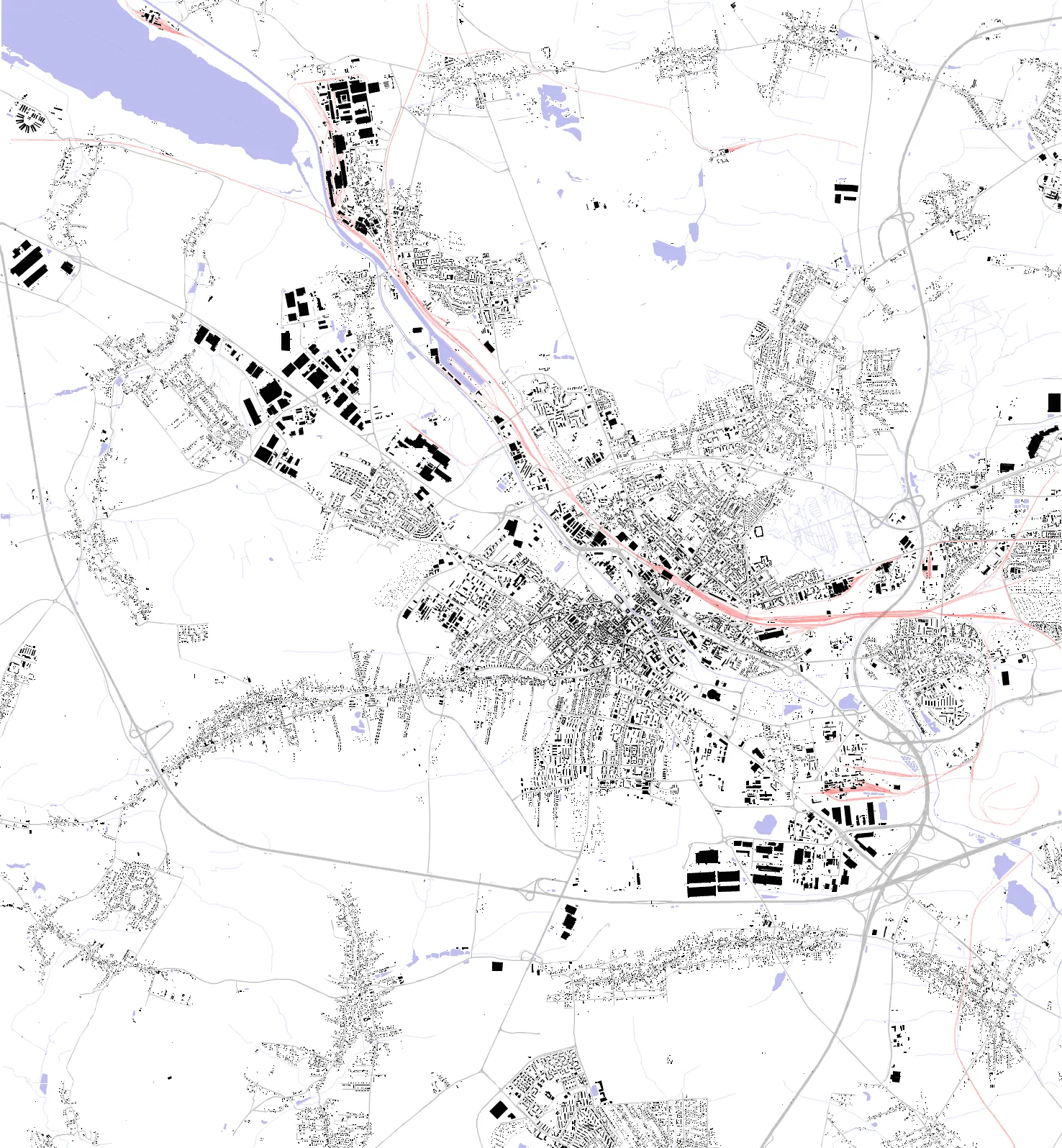 Gliwice plan czarno-biały