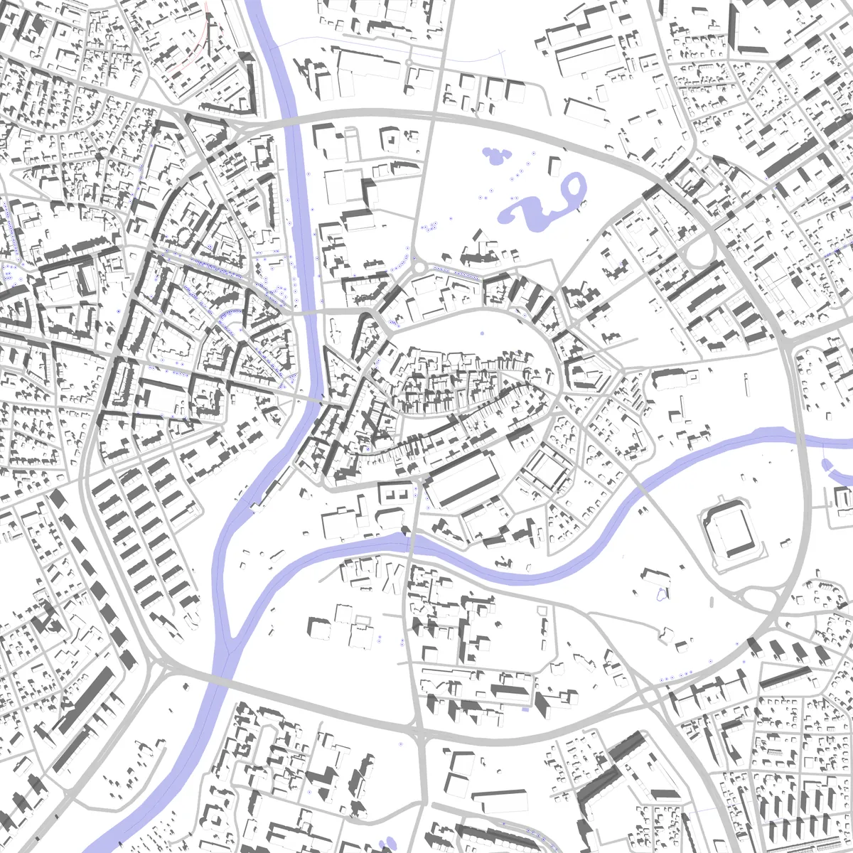 Hradec Králové situační plán (2,5 km)