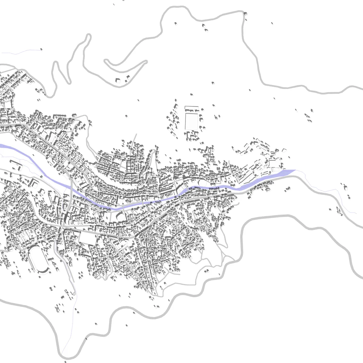 Huanuni plano de situación (2,5 km)