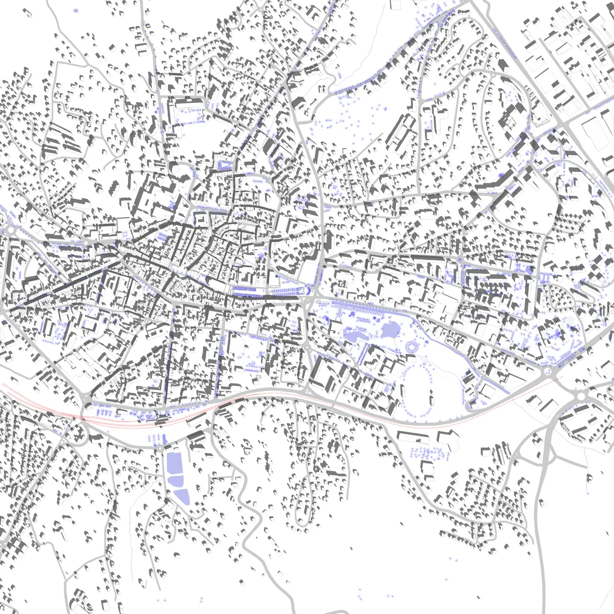 Lons-le-Saunier plan de situation (2,5 km)