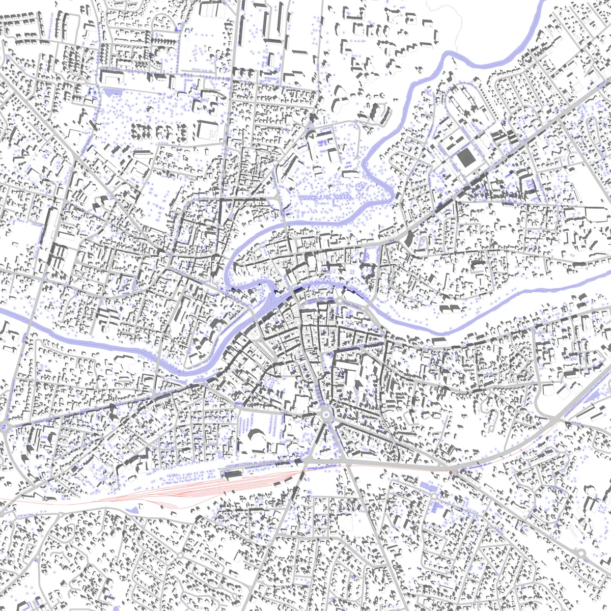 Mont-de-Marsan plan de situation (2,5 km)