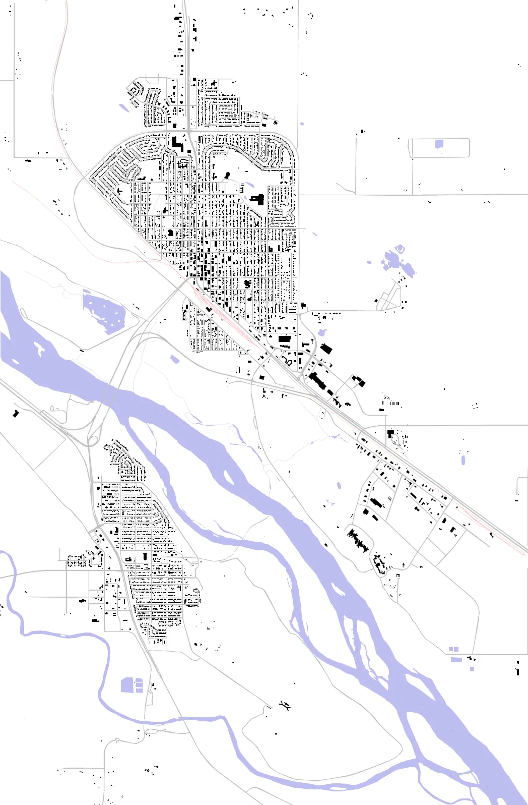 North Battleford figure ground plan