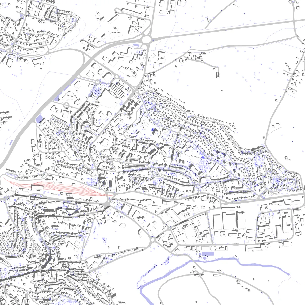 Onet-le-Château plan de situation (2,5 km)