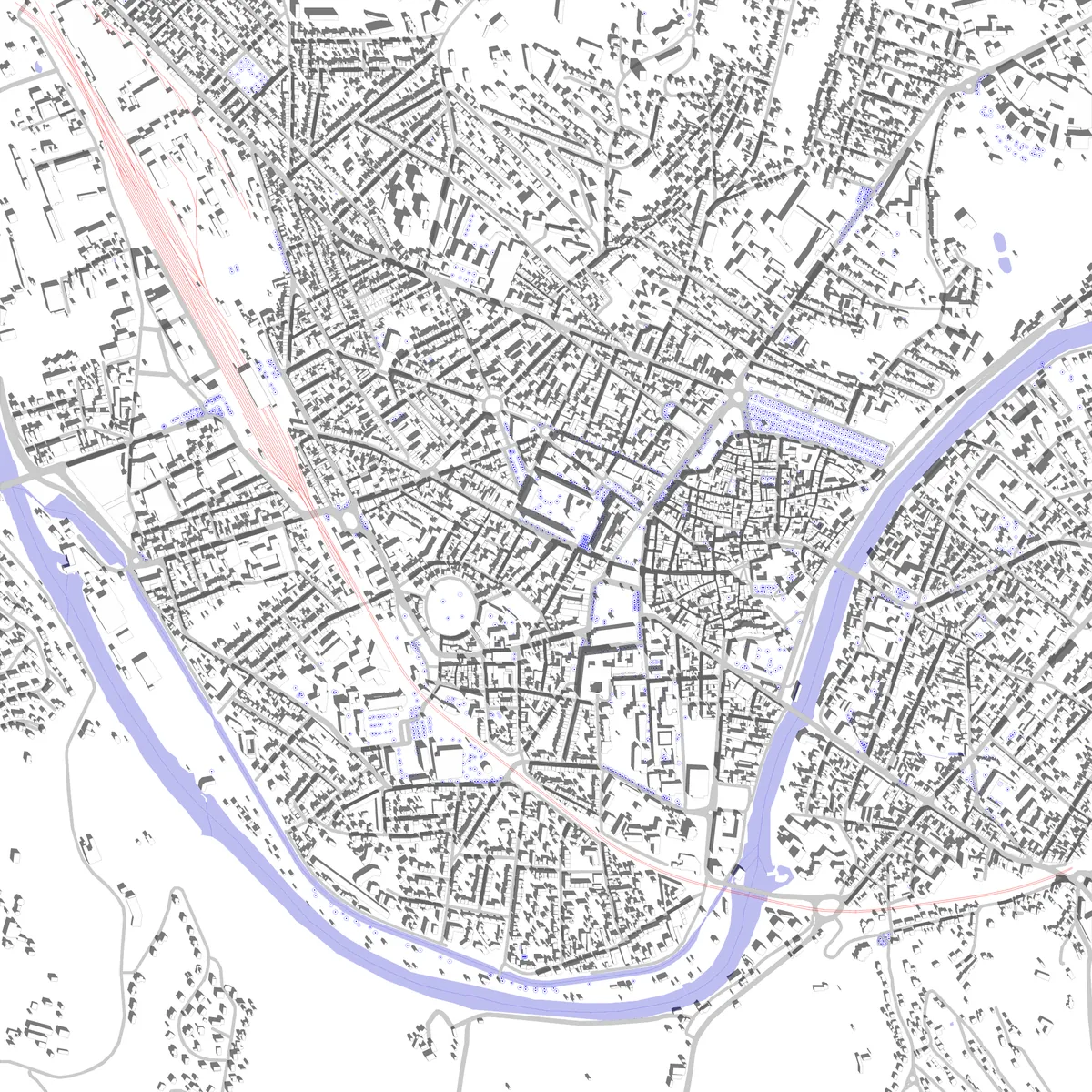 Périgueux plan de situation (2,5 km)