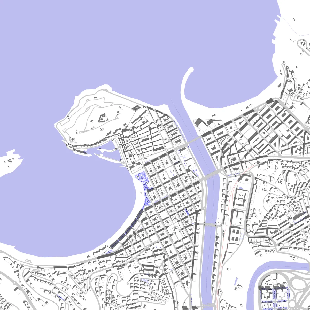 San Sebastián plano de situación (2.5 km)