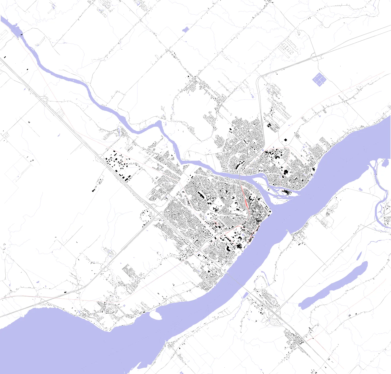 Trois-Rivières figure ground plan