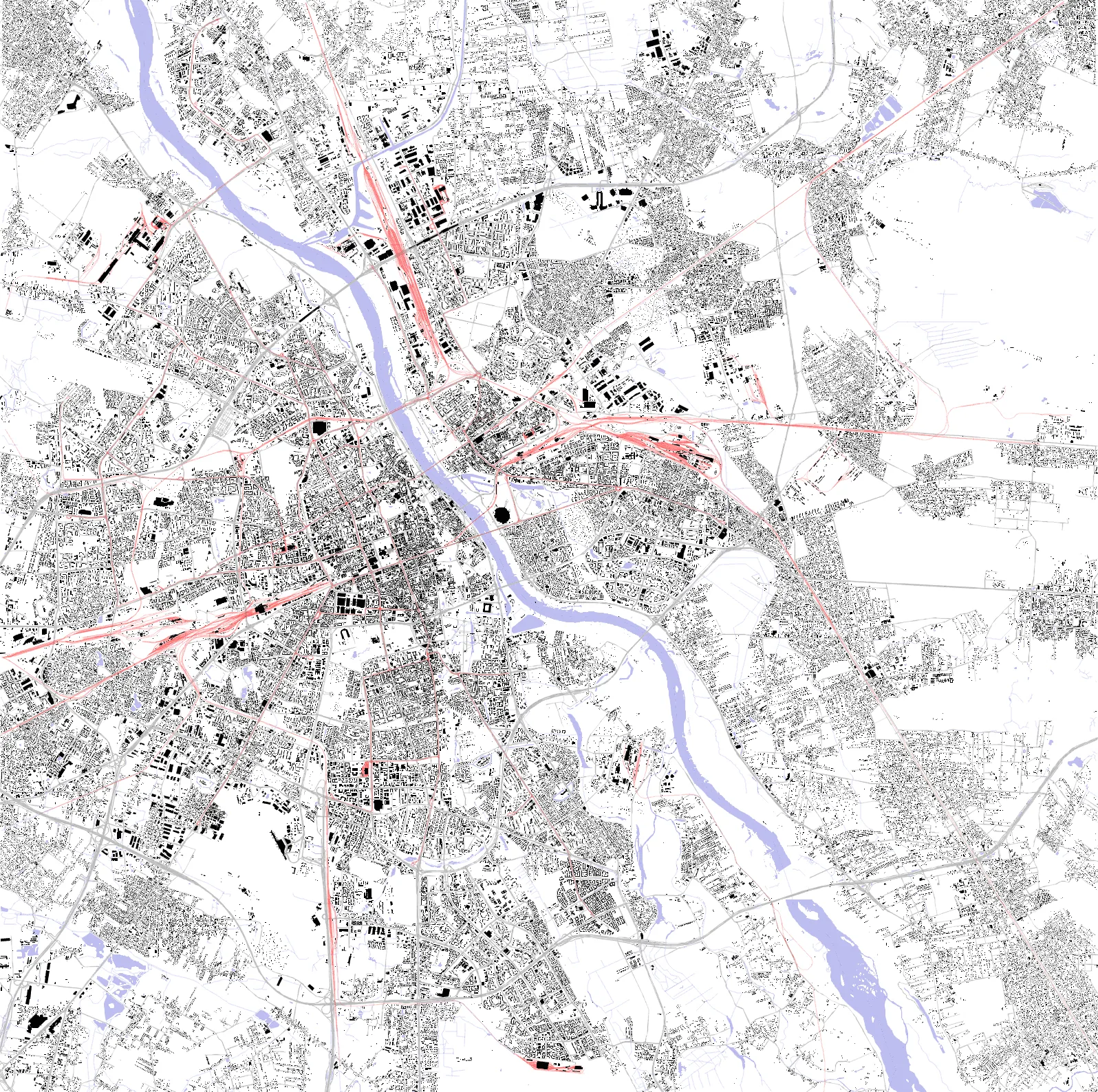 Warszawa plan czarno-biały